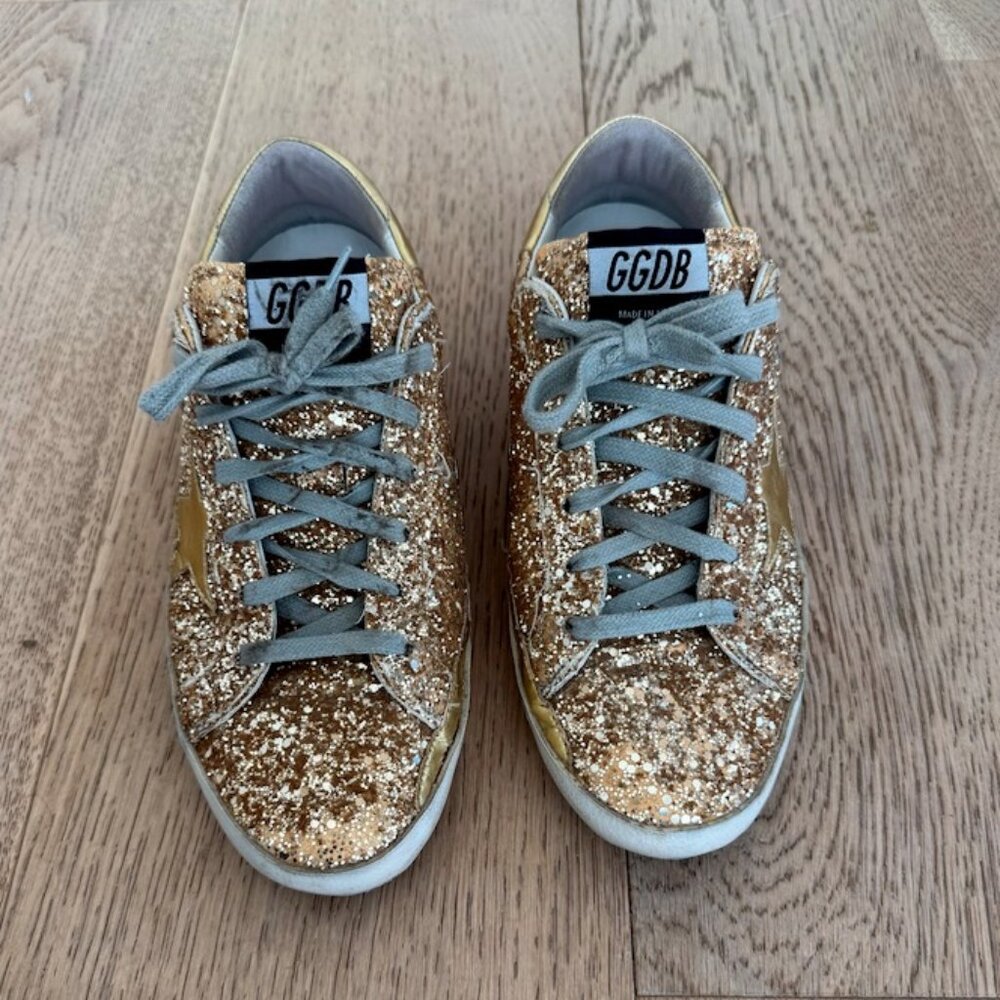 Golden Goose Superstar Low-Top Gold Glitter Sneaker 38